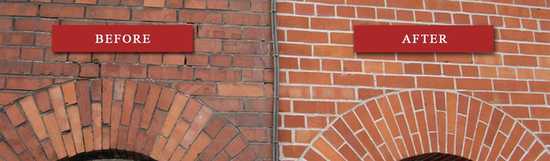 The difference after brick pointing